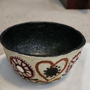 Handmade Heart & Flower Design Papermache Bowl